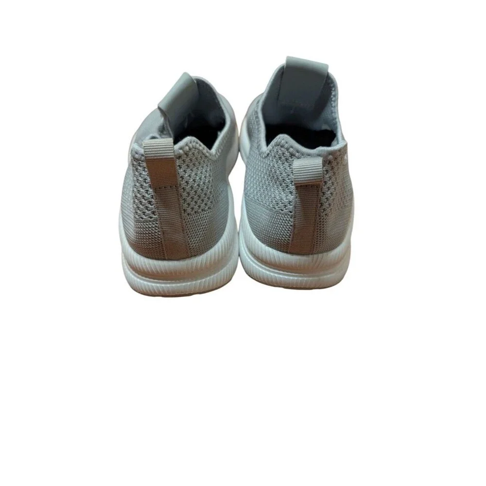 ZOVE Wide Toe Box Walking Shoes Gray Women's No-Tie Bungee Sneakers Size 43